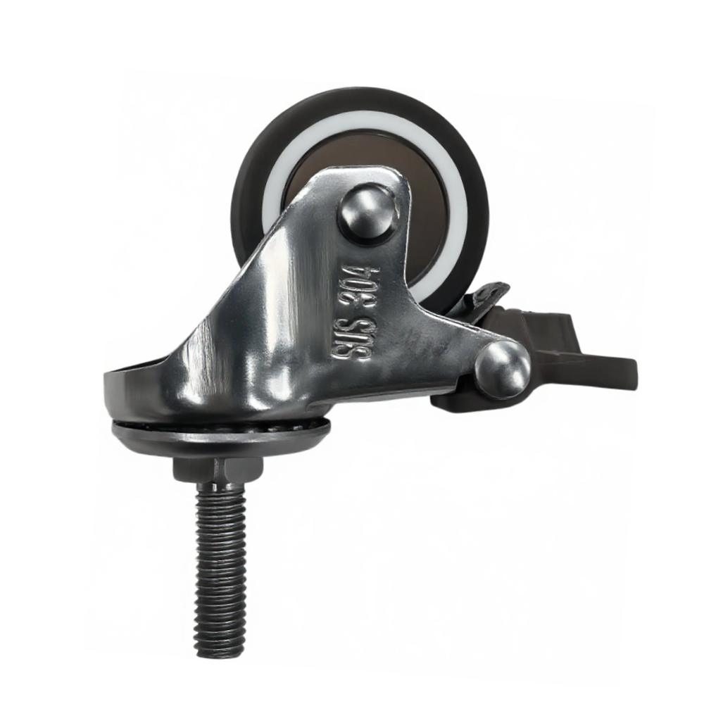 1.5-inch Plate Screw Brake Single-Shaft TPE Caster Wheel