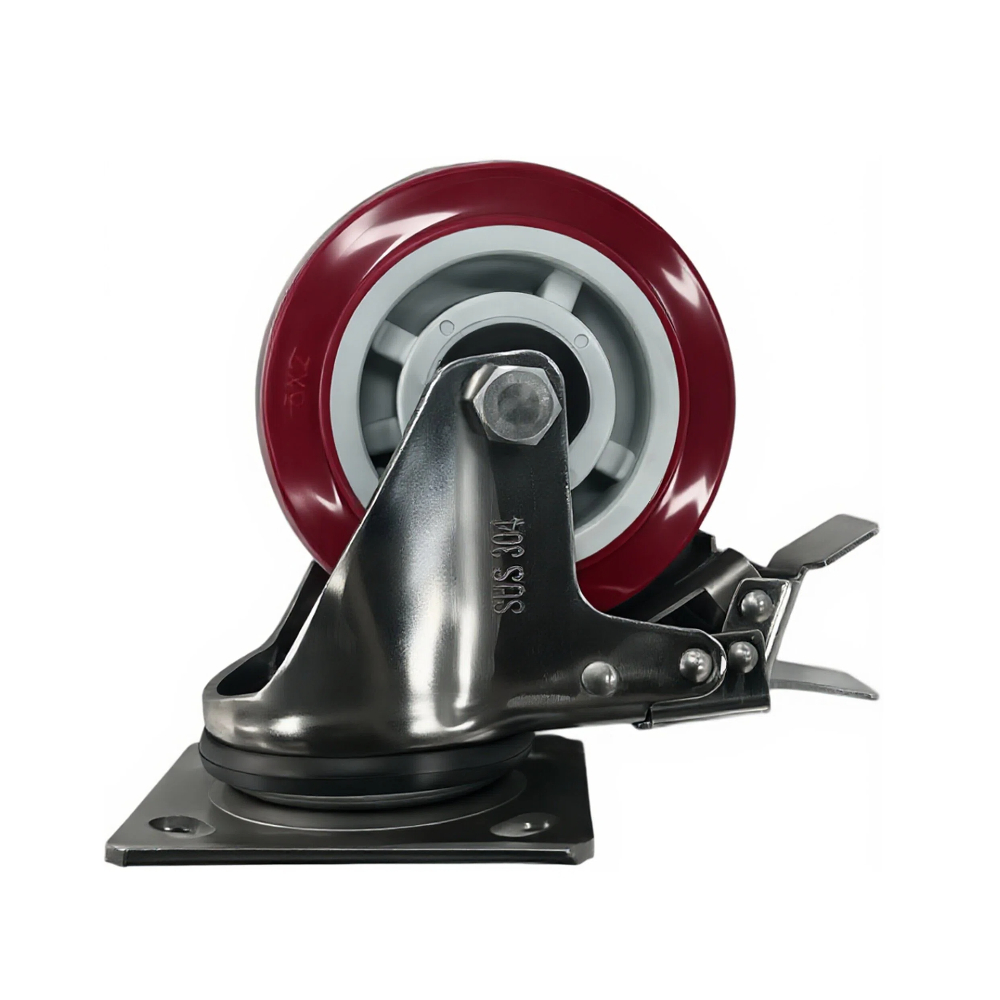 5-inch Heavy-duty Red Brake Caster Wheel